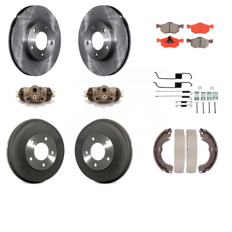 Front and Rear Disc Brake Rotors Semi-Metallic Pad Kit for Ford